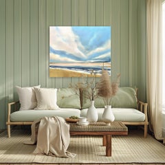 Careless Clouds - Original Luminous Soft Ocean Landscape Painting on Canvas