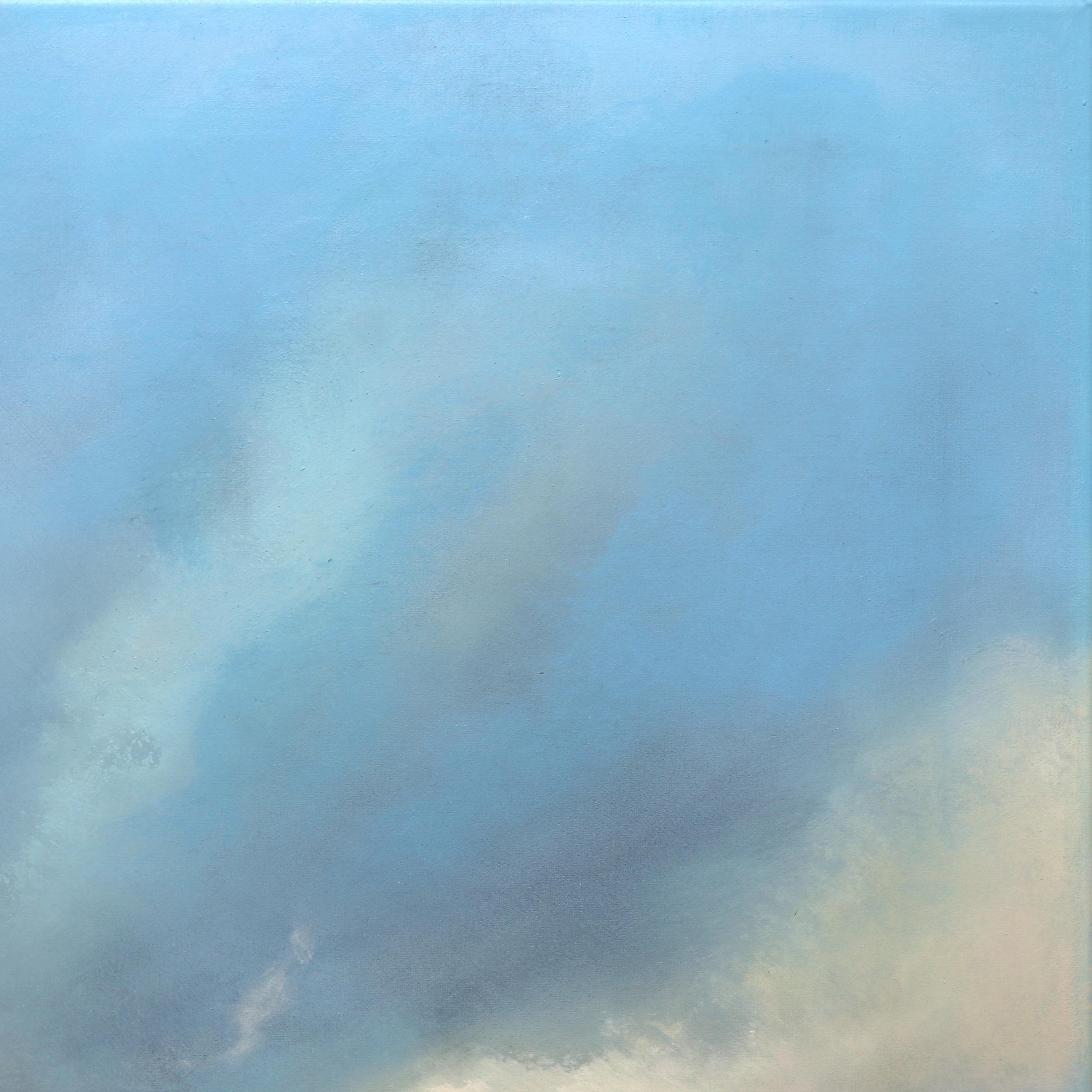Nuages insouciants-  Peinture de paysage océanique douce sur toile en vente 4