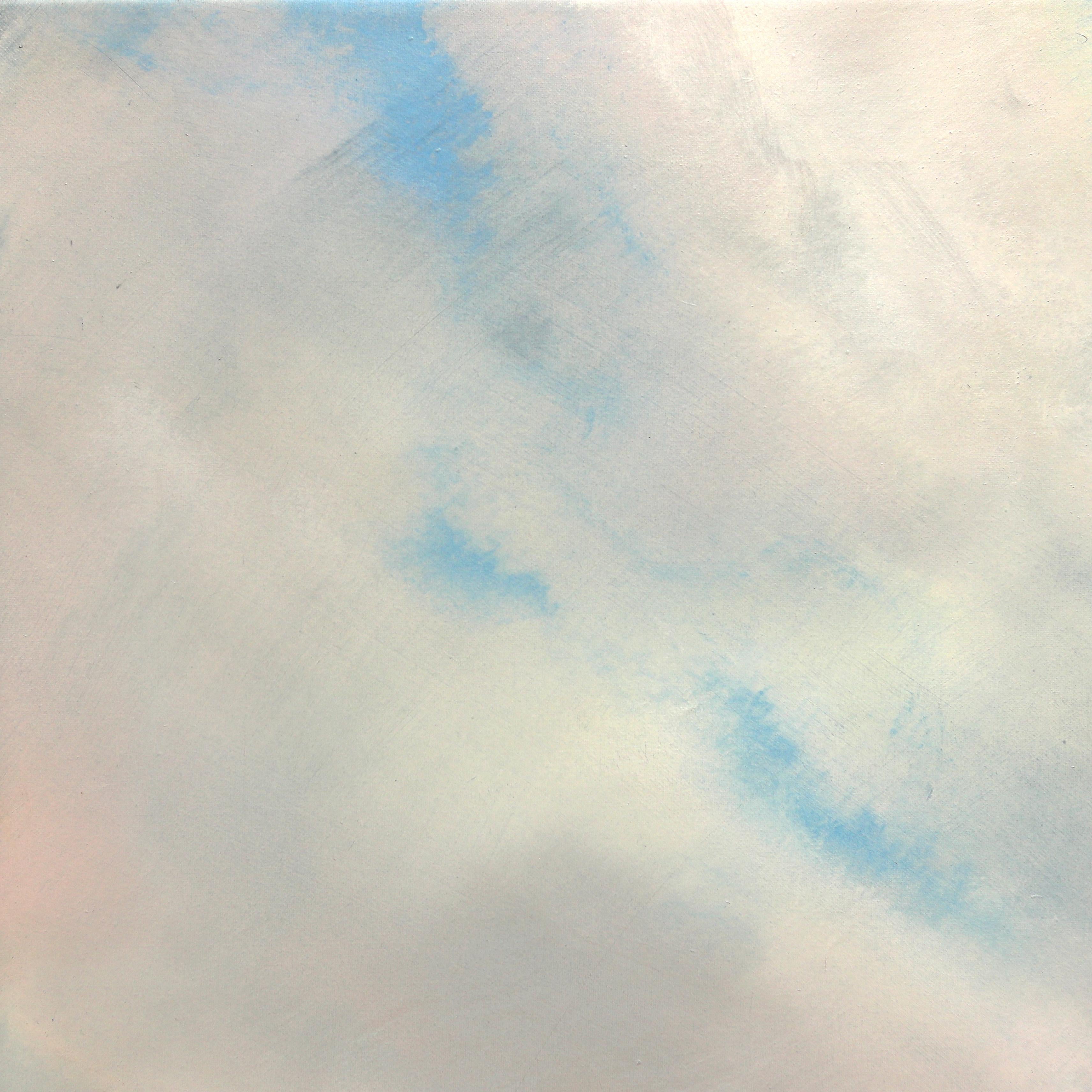 Nuages insouciants-  Peinture de paysage océanique douce sur toile en vente 5