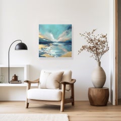 Gentle Shores - Original Abstract Oceanscape Painting on Canvas with Gold Leaf