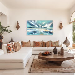 Sail Away - Original Large Scale Oceanscape Painting on Canvas with Gold Leaf