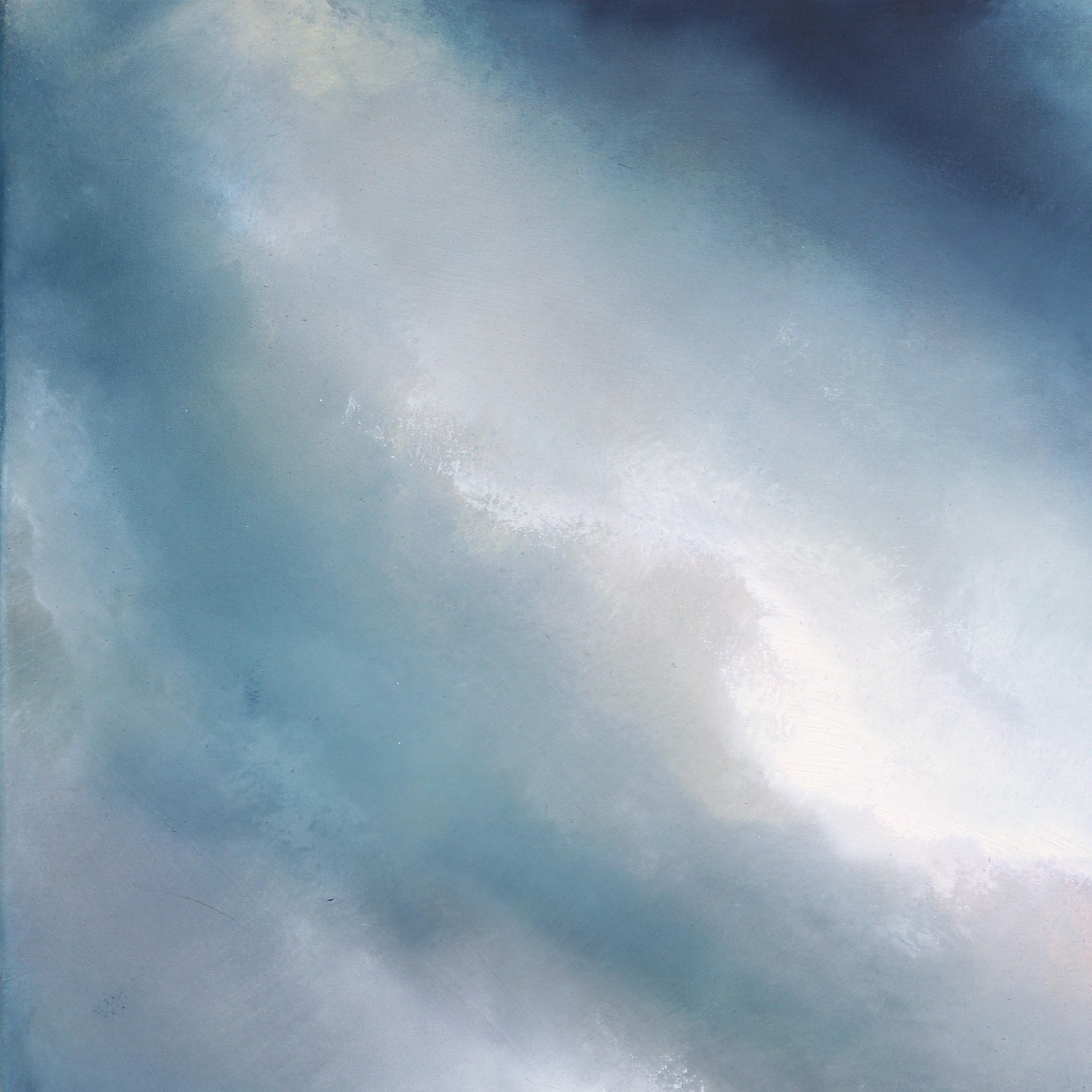 La mer rencontre le ciel - Peinture originale à grande échelle sur toile d'un paysage océanique de bonne humeur en vente 2