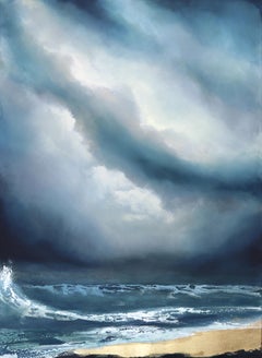 Meer trifft den Himmel - Großes Original stimmungsvolle Ozeanlandschaft Gemälde auf Leinwand