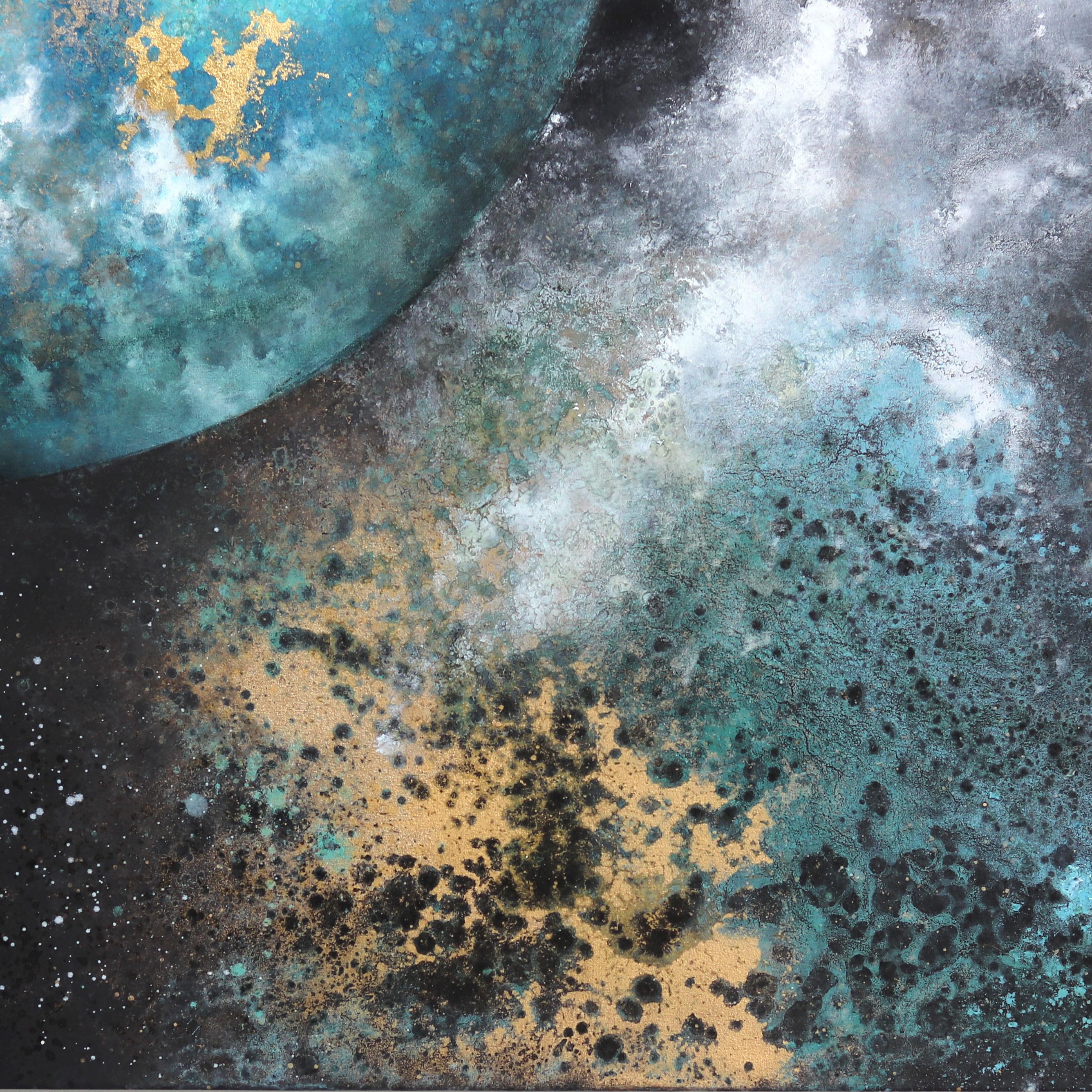 Las sombras - Gran cuadro inspirado en el espacio exterior sobre lienzo - Painting Contemporáneo de Charlotte Elizabeth