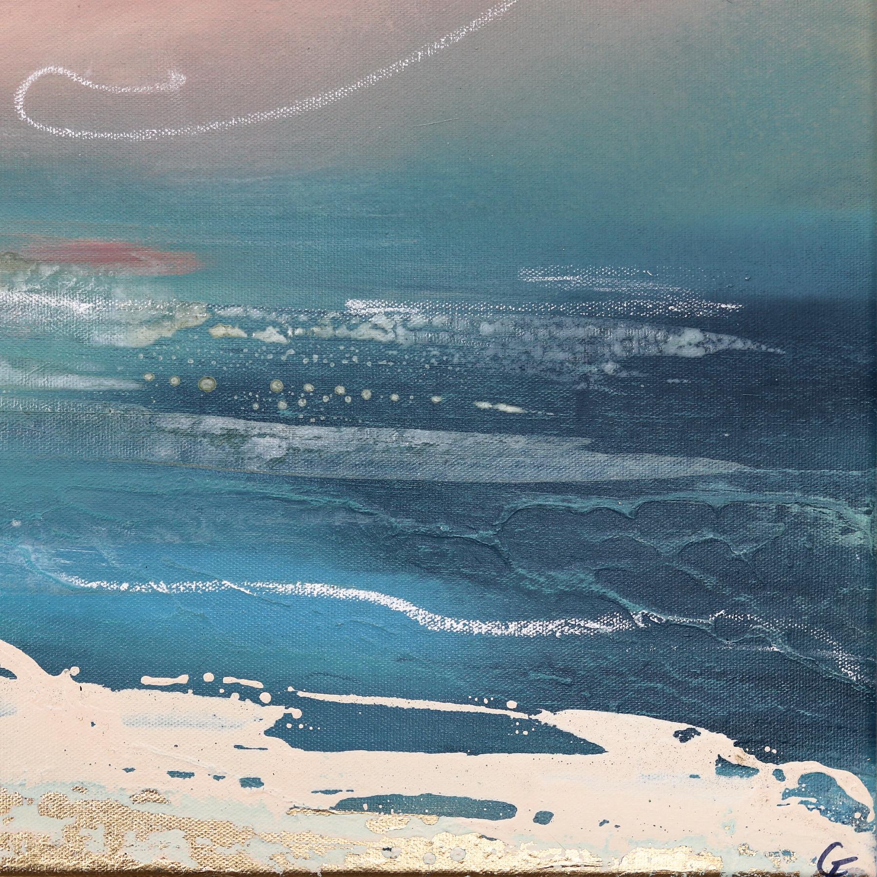 The Sound of the Ocean - Original Soft Pastel Tone Oceanscape Painting on Canvas im Angebot 5