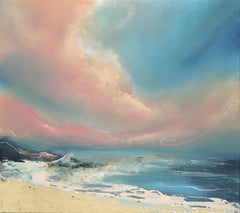 The Sound of the Ocean - Original Soft Pastel Tone Oceanscape Painting on Canvas