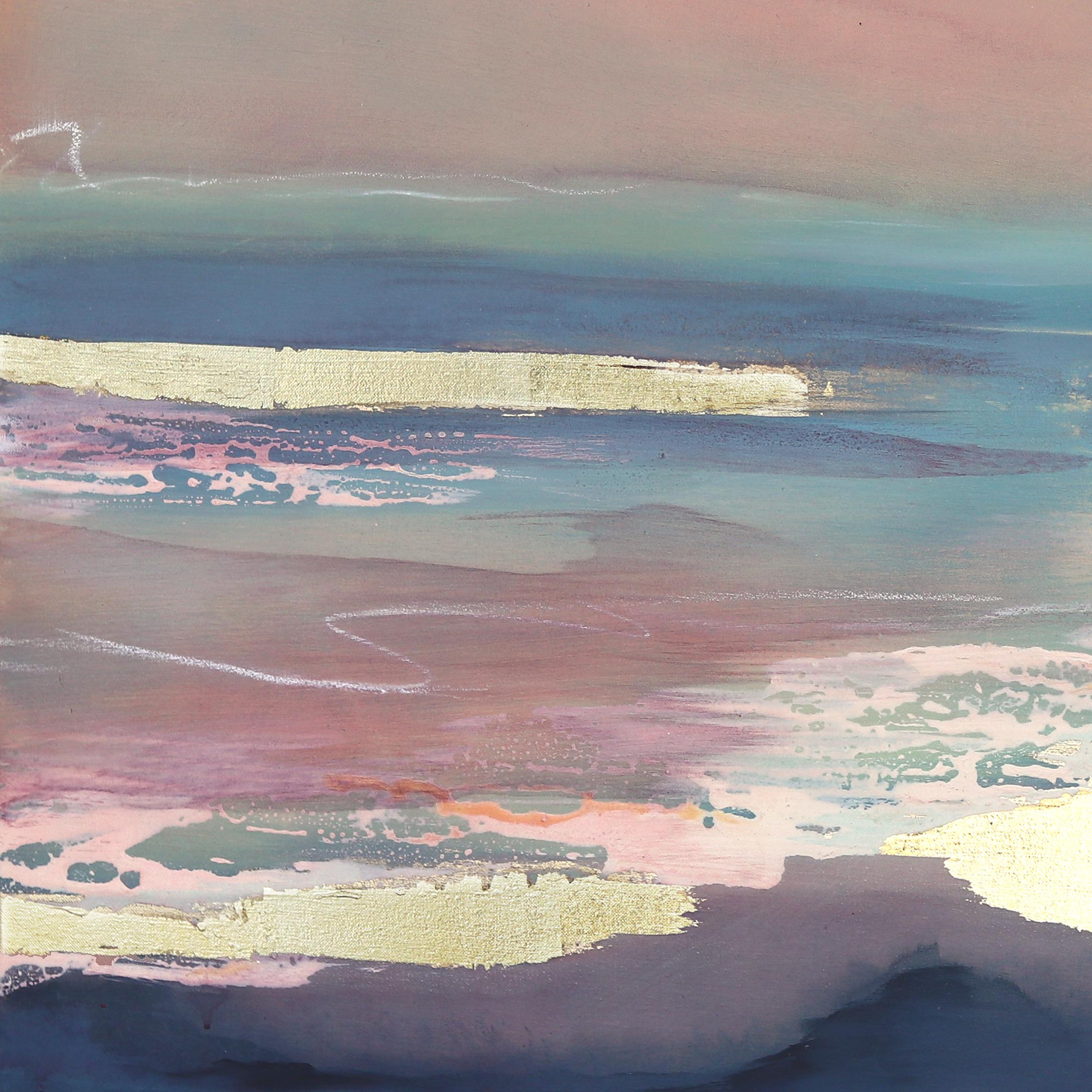Whisper - Large Scale Original Pastell Ton Ozeanlandschaft Sonnenuntergang Malerei auf Leinwand im Angebot 2