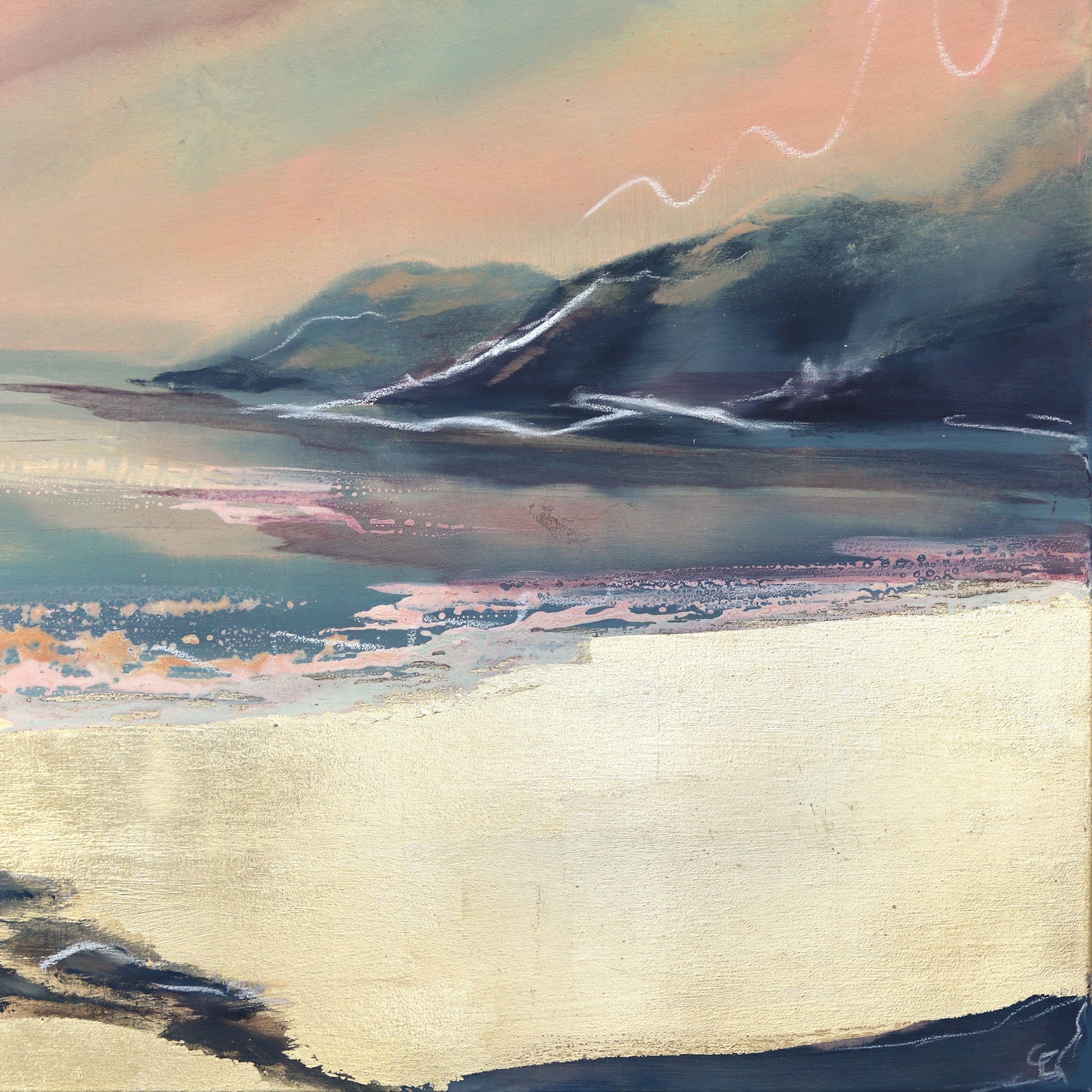 Whisper - Large Scale Original Pastell Ton Ozeanlandschaft Sonnenuntergang Malerei auf Leinwand im Angebot 5