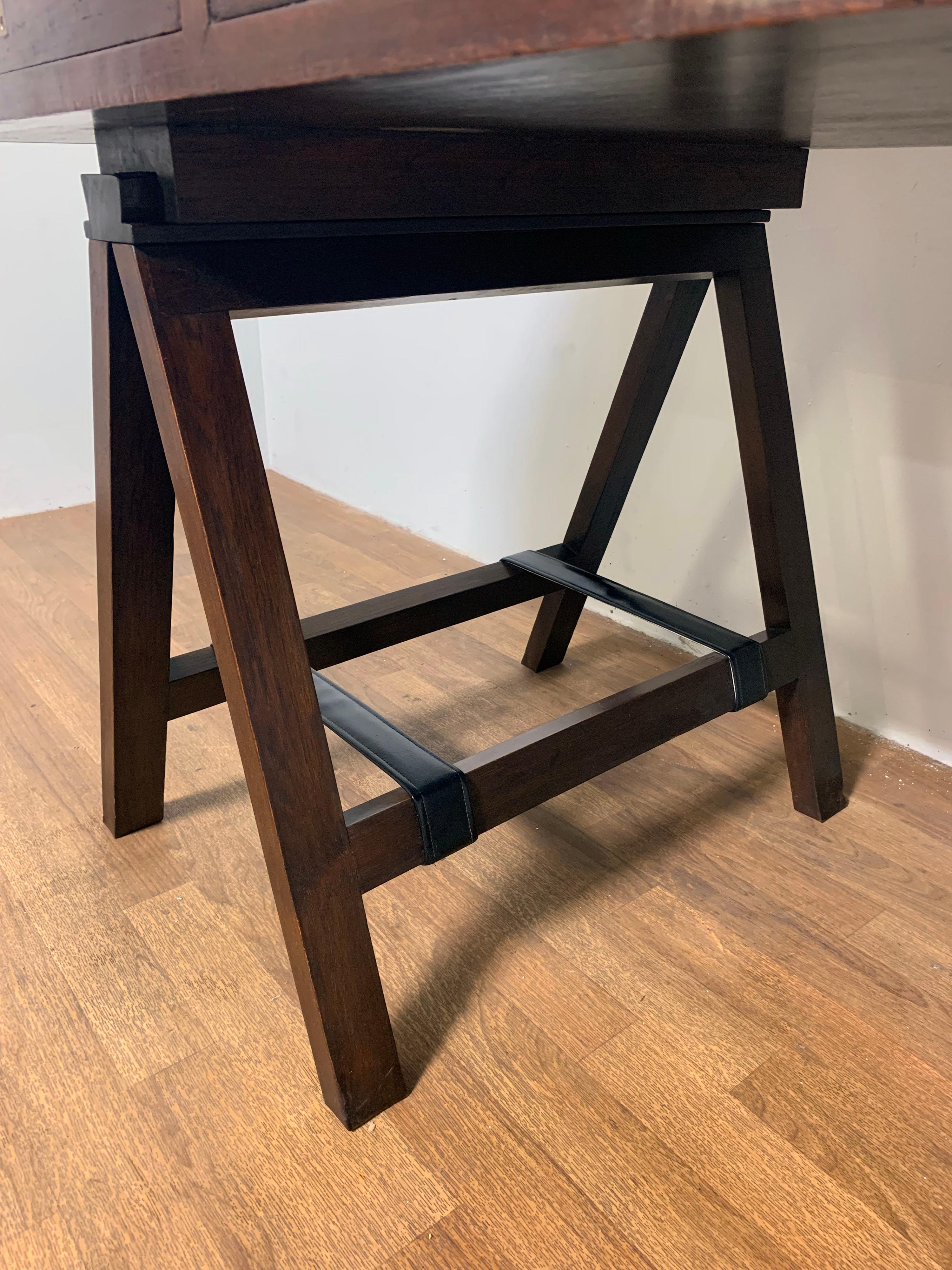 Brass Charlotte Horstmann Campaign Desk with Leather Top circa 1960s