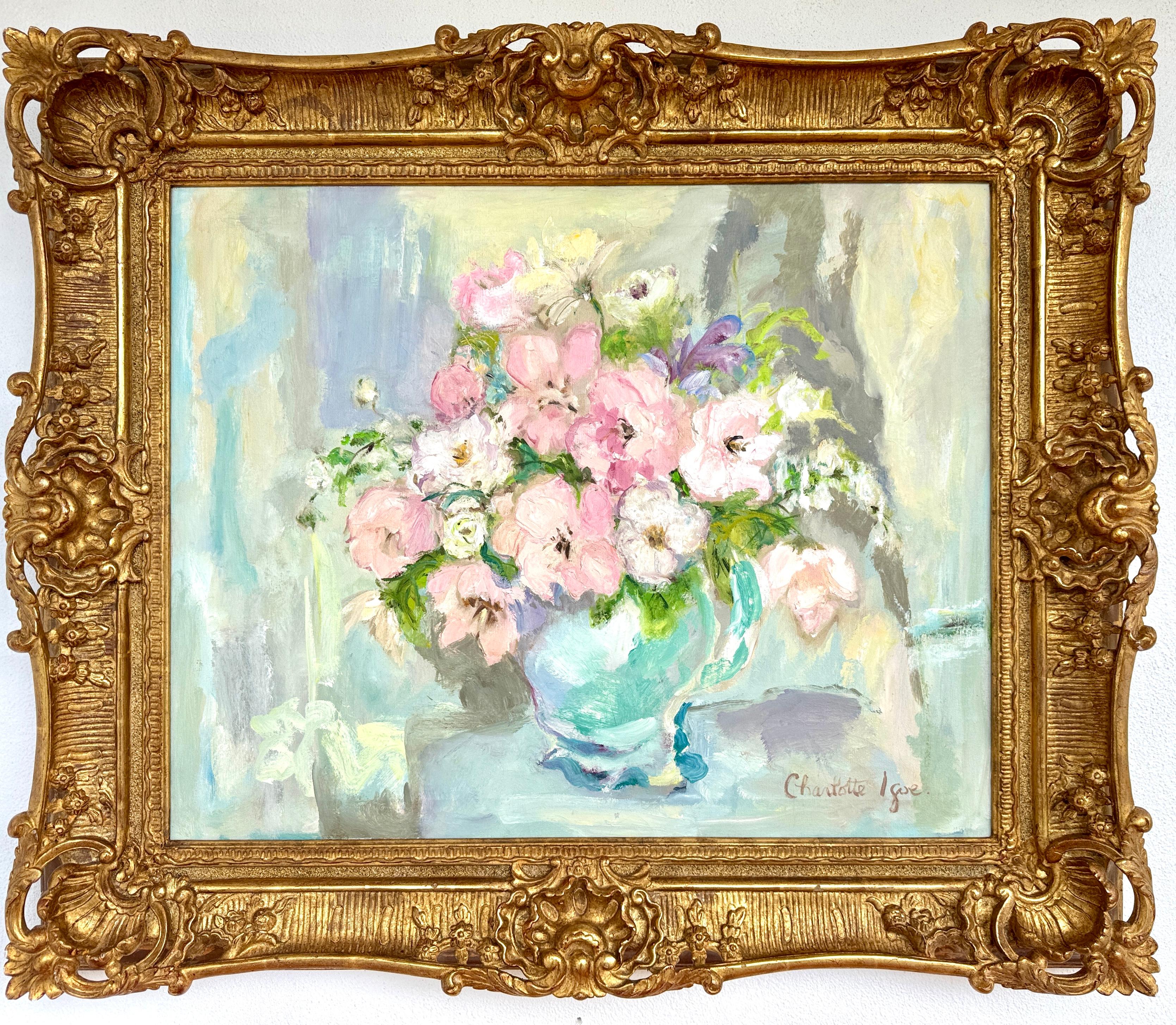 Charlotte Igoe  Still-Life Painting - Still Life With Pink Flowers