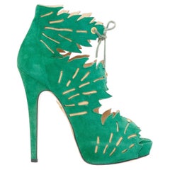 CHARLOTTE OLYMPIA 2010 Eve Tropical Leaf Suede platform sandals EU35