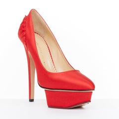 CHARLOTTE OLYMPIA 2011 Paloma silk satin fan pleat island platform pumps EU36