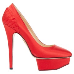 CHARLOTTE OLYMPIA 2011 Paloma silk satin fan pleat island platform pumps EU36