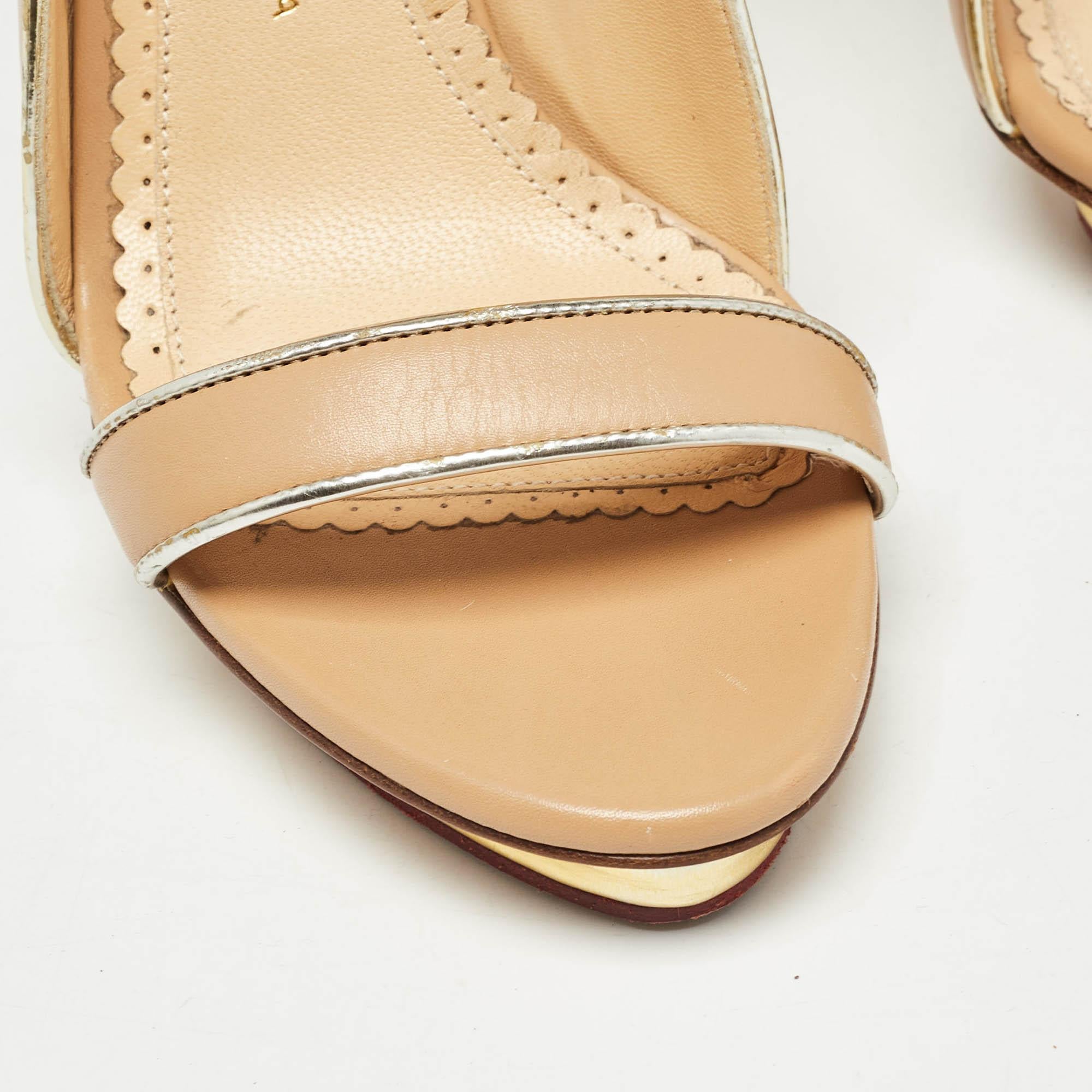Charlotte Olympia Beige Leather Christine Pumps Size 36.5 For Sale 4