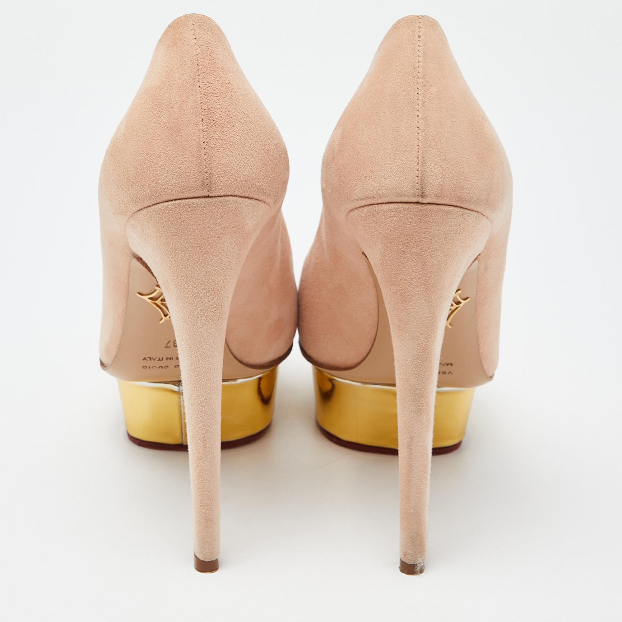 Donna Charlotte Olympia, pelle beige, Pumps con piattaforma Dolly, misura 37
