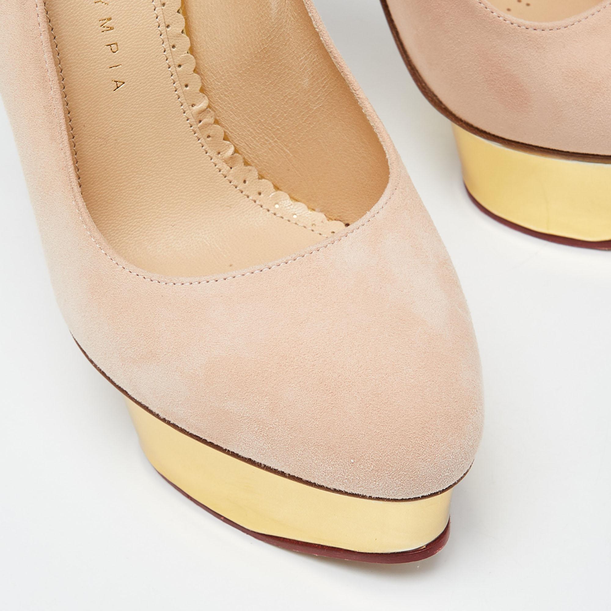Charlotte Olympia, pelle beige, Pumps con piattaforma Dolly, misura 37 2