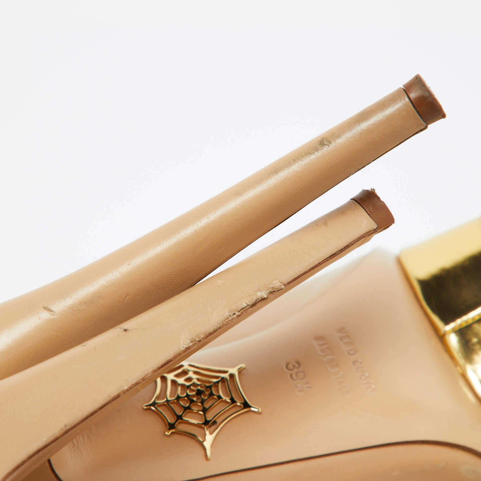 Charlotte Olympia, pelle beige, Pumps con piattaforma Dolly, misura 39.5 in vendita 3