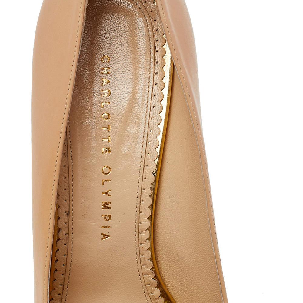 Charlotte Olympia Beige Leather Dolly Platform Pumps Size 40 3