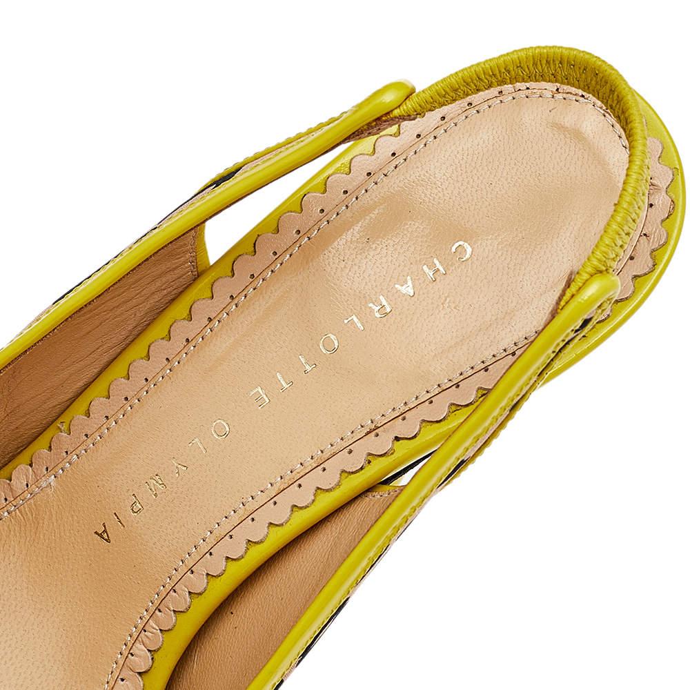 Charlotte Olympia Beige Leopard Print Fabric Slingback Sandals Size 37.5 3