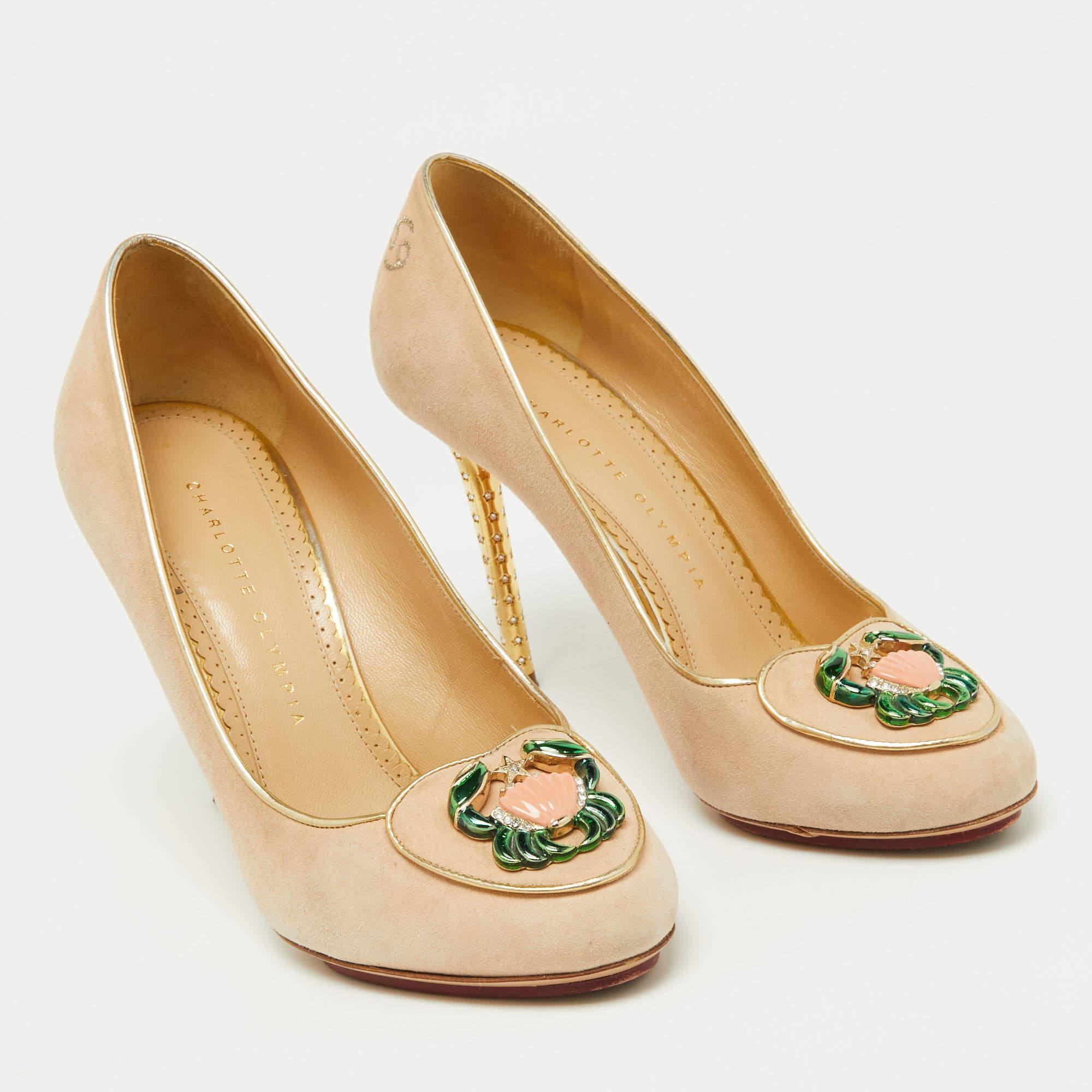 De las mujeres Charlotte Olympia Pump Zodiaco Cáncer Cumpleaños Beige Ante Talla 38.5 en venta