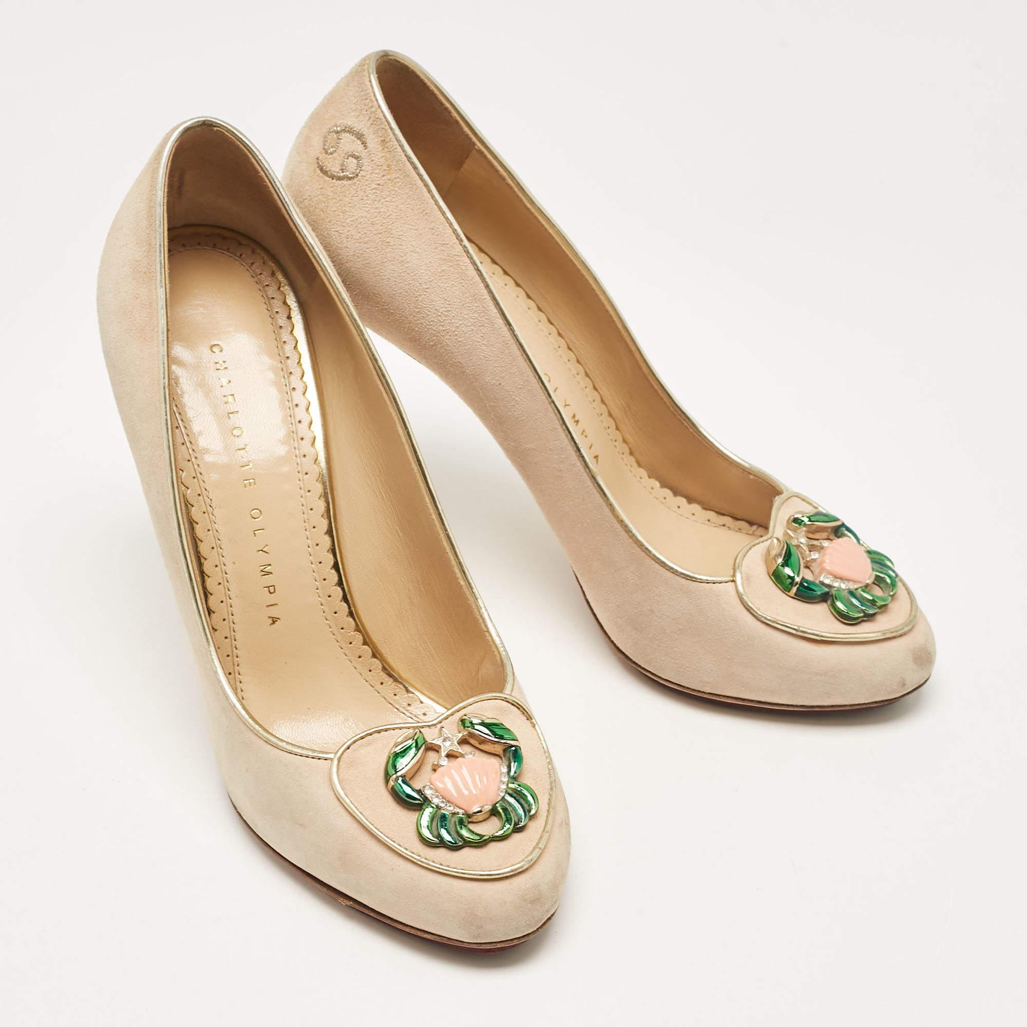 De las mujeres Charlotte Olympia Bombas Zodiaco Cumpleaños Beige Ante Talla 36.5 en venta