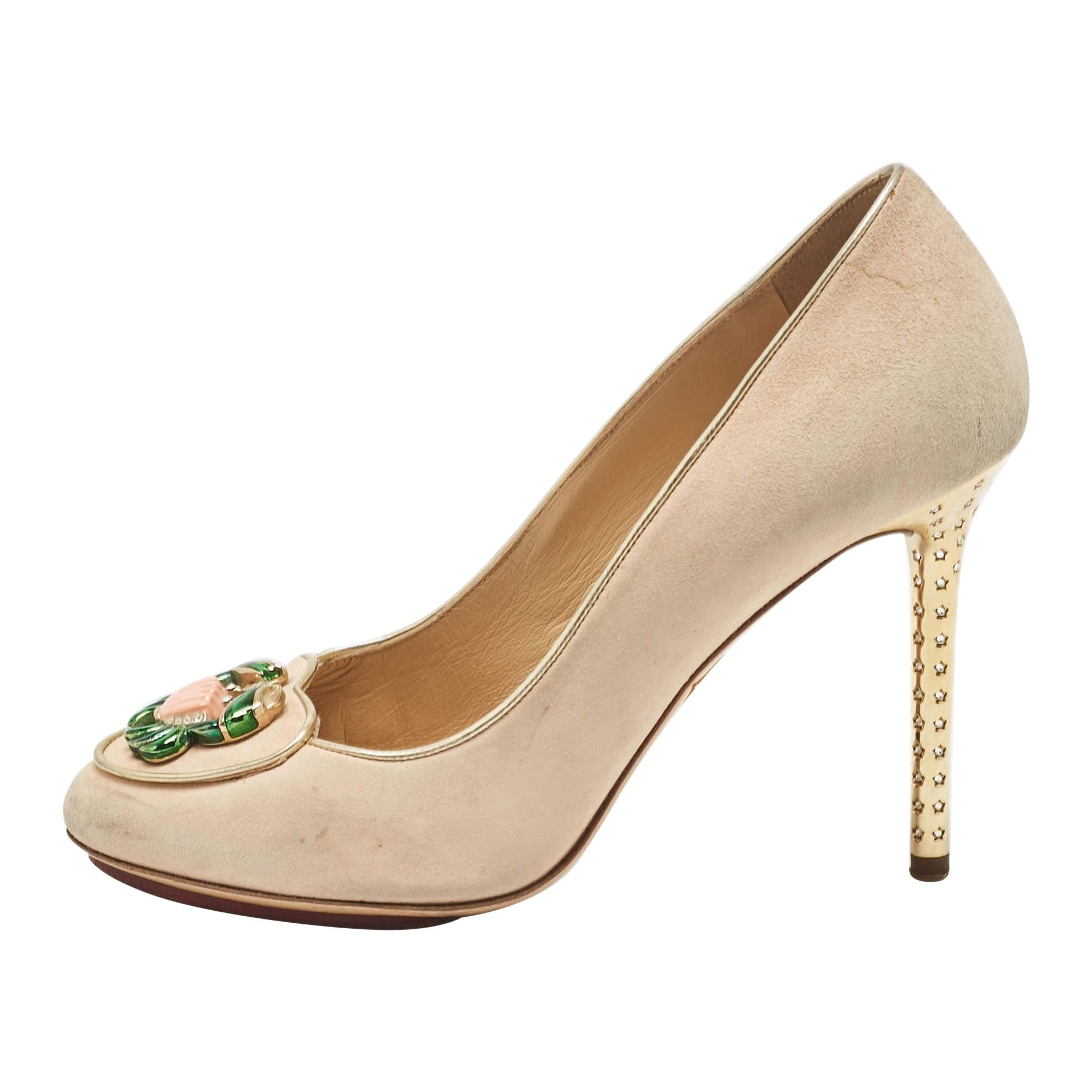 Charlotte Olympia Pumps in pelle scamosciata beige Zodiac Taglia 36,5