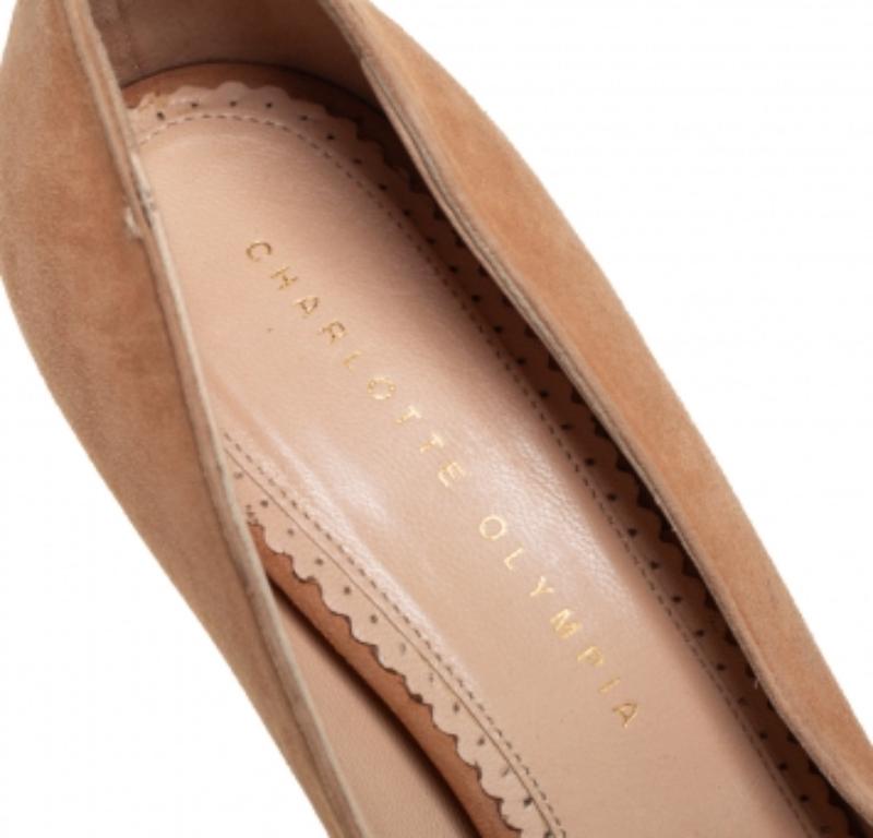 Charlotte Olympia Beige Suede Dolly Platform Pump Size 40 For Sale 2