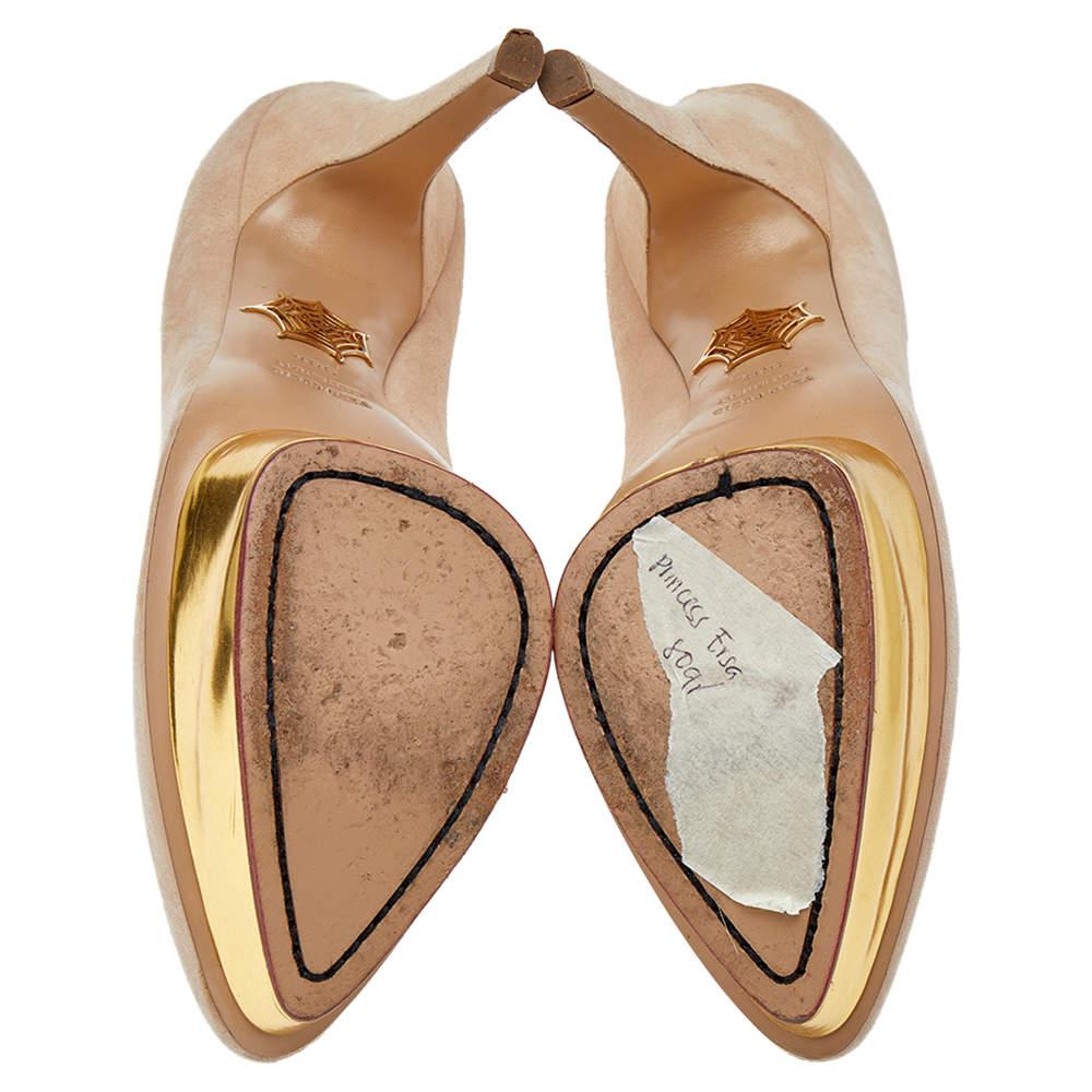 Charlotte Olympia Beige Suede Dolly Pumps Size 38.5 2