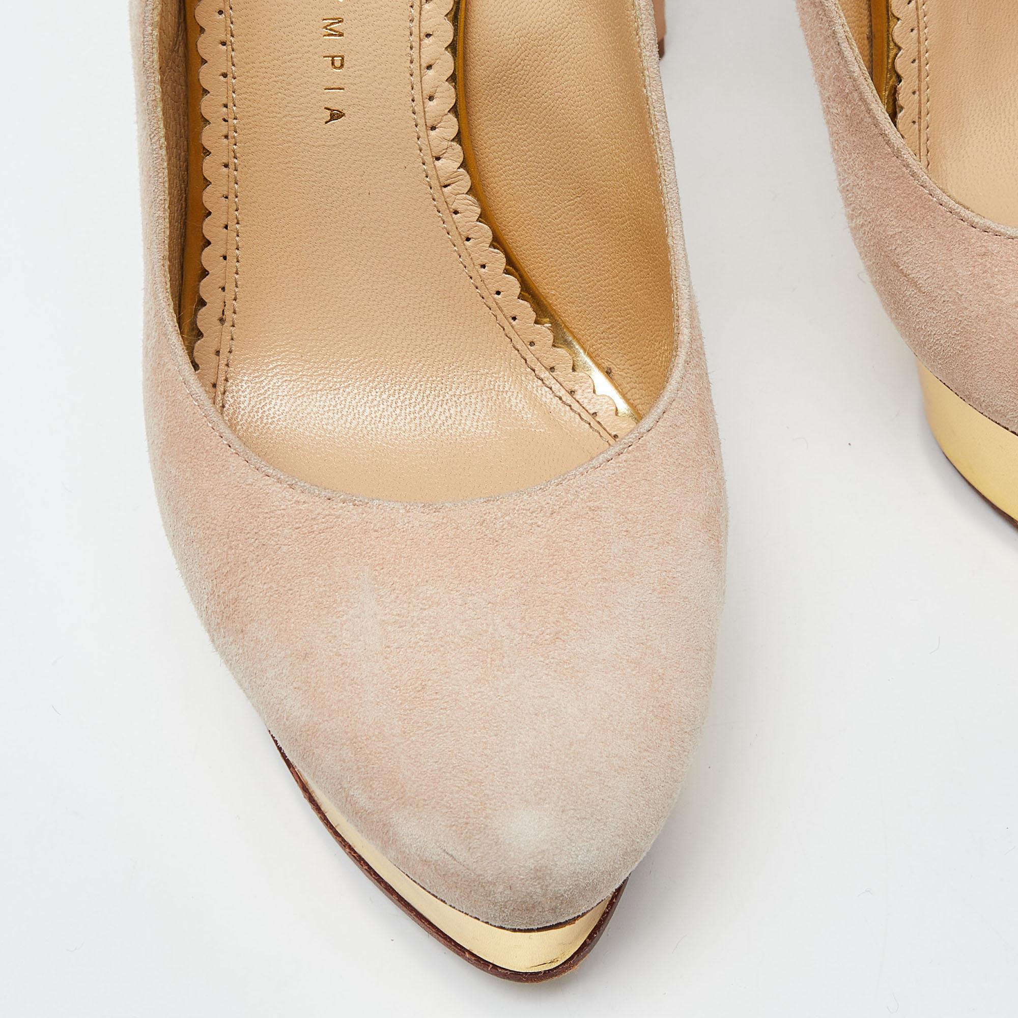 Charlotte Olympia escarpins Dolly en daim beige taille 39 en vente 2