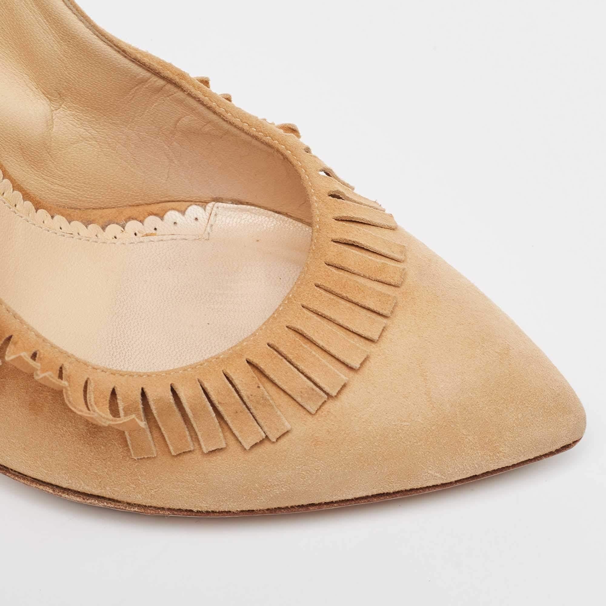 Charlotte Olympia Punta in camoscio beige  Pompe taglia 39 in vendita 2