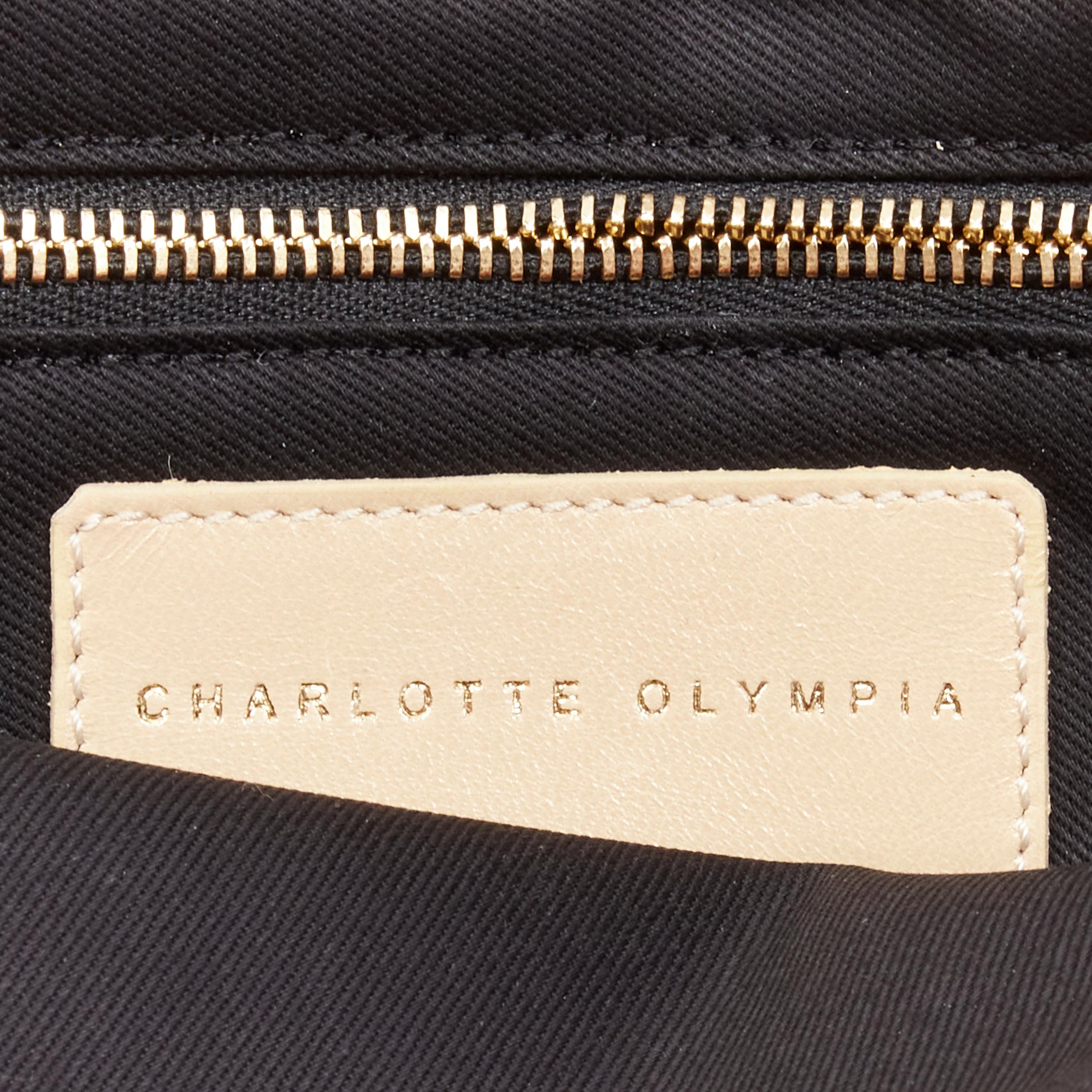CHARLOTTE OLYMPIA Big Kiss red leather lips top handle flat zip bag 5
