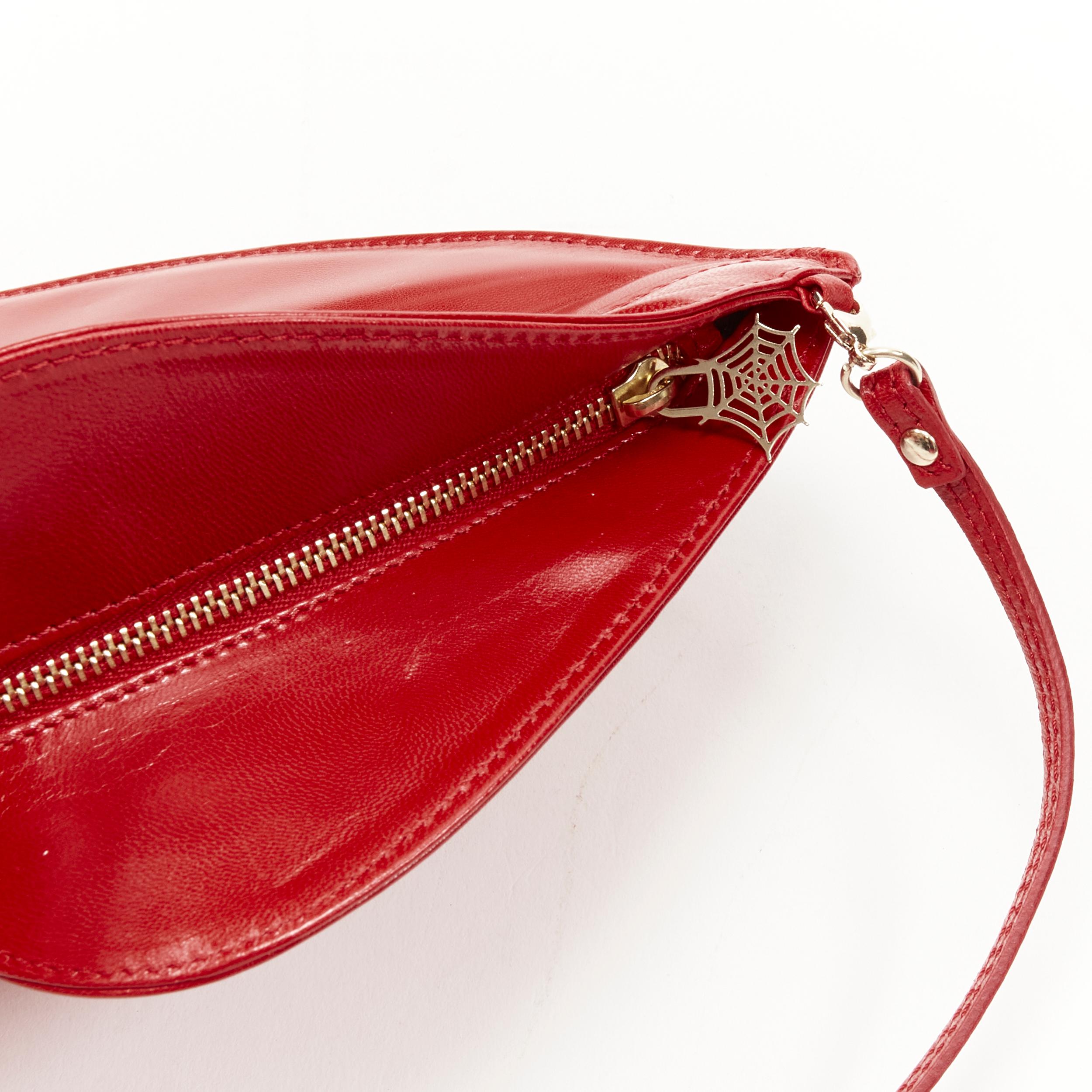 CHARLOTTE OLYMPIA Big Kiss red leather lips top handle flat zip bag 3