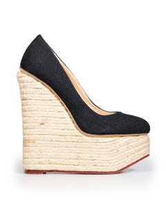 Charlotte Olympia Black Espadrille Wedges Size IT 35
