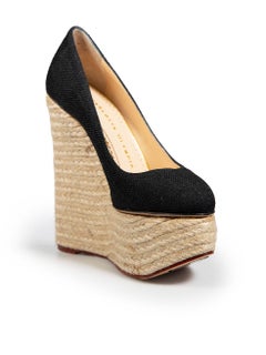 Charlotte Olympia Black Espadrille Wedges Size IT 35