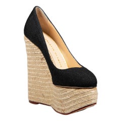 Charlotte Olympia Black Espadrille Wedges Size IT 35
