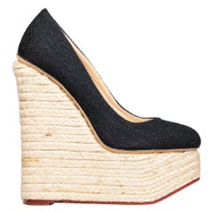Charlotte Olympia Black Espadrille Wedges Size IT 35