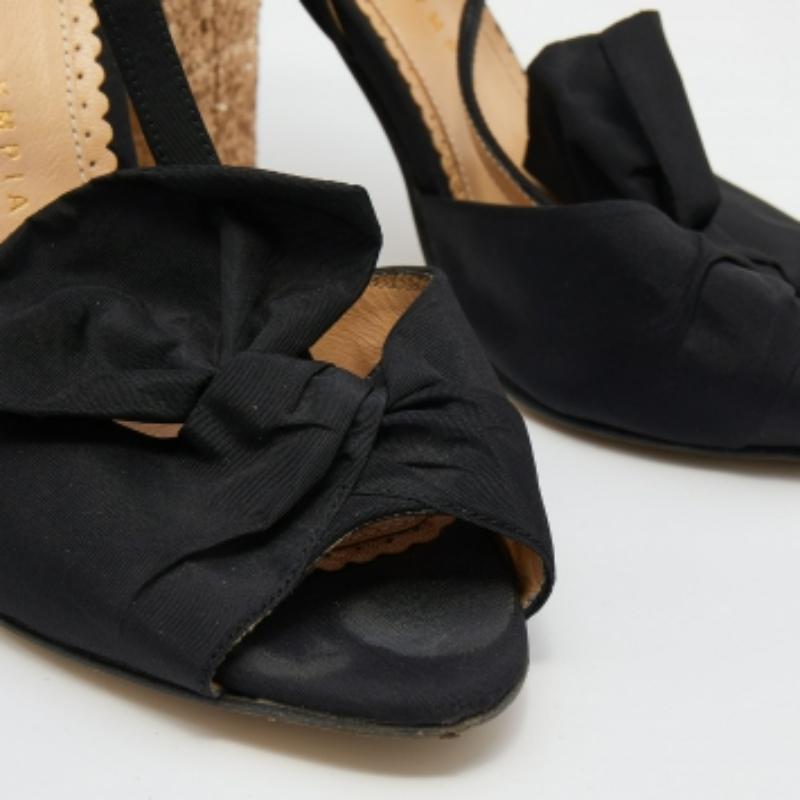 Charlotte Olympia - Sandales à talon bloc en tissu noir et paillettes - Taille 37 Pour femmes en vente