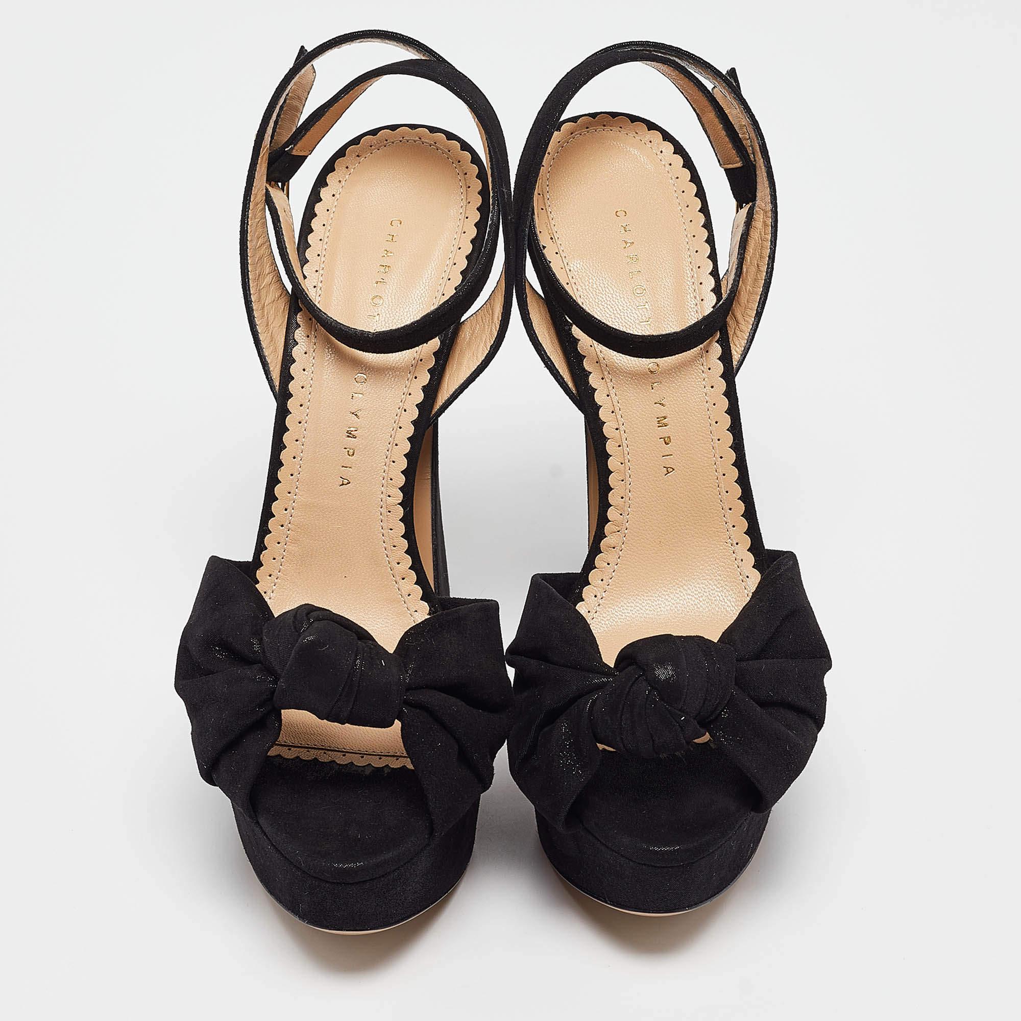 Nero Charlotte Olympia Sandali Vreeland in pelle scamosciata nera iridescente misura 38