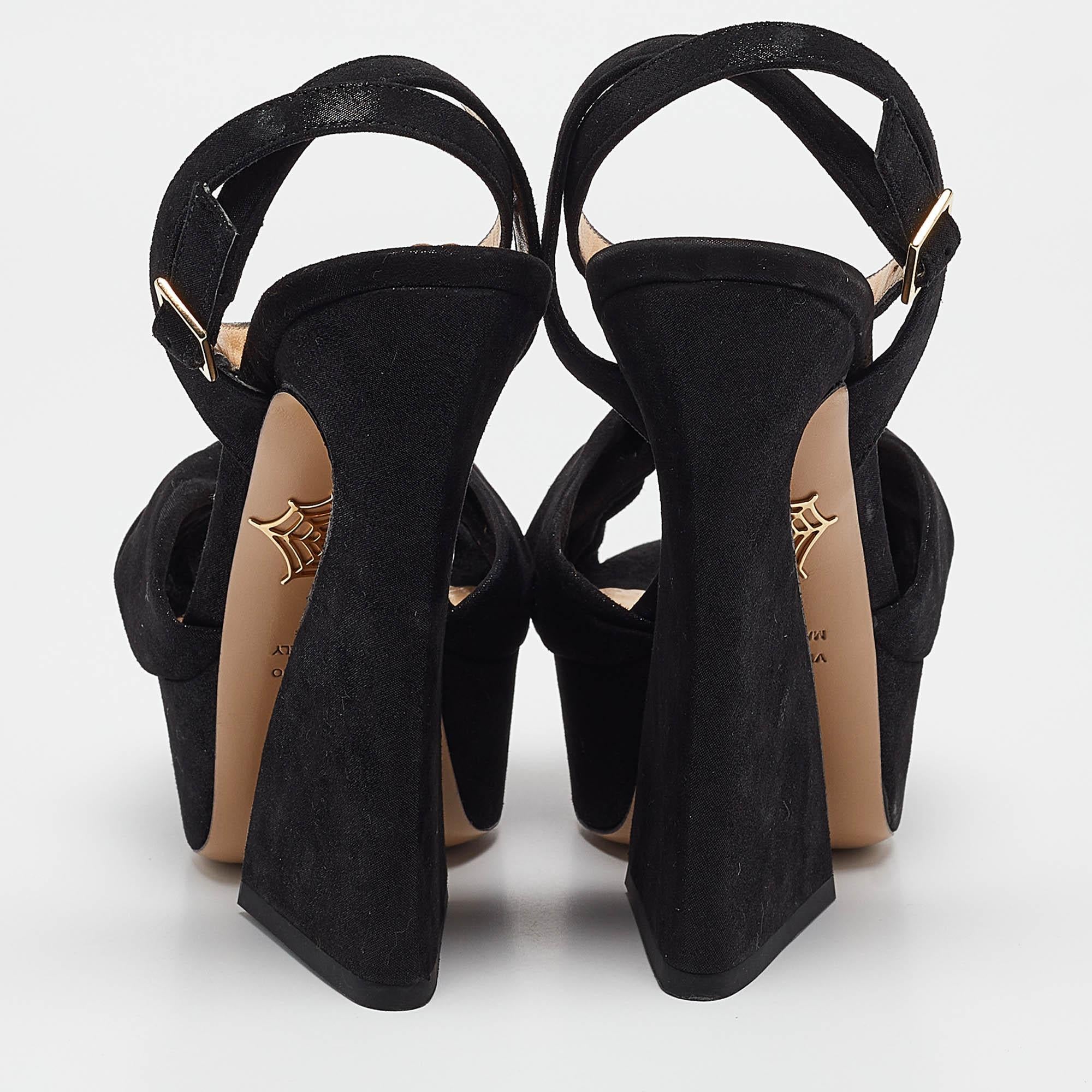 Donna Charlotte Olympia Sandali Vreeland in pelle scamosciata nera iridescente misura 38