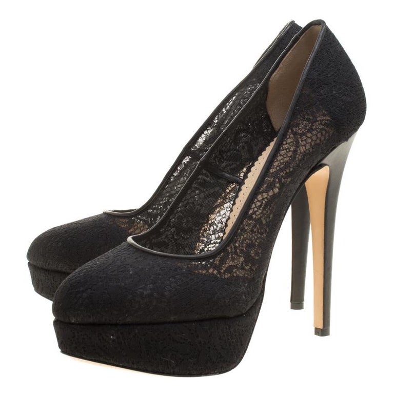 Charlotte Olympia Black Lace Gothic Immodesty Platform Pumps Size 41 ...