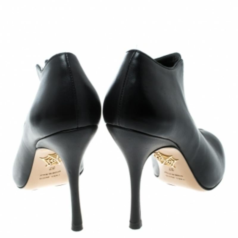 Charlotte Olympia Botines de piel negra Talla 37 Negro en venta