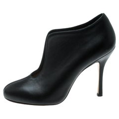 Charlotte Olympia Black Leather Ankle Booties Size 37