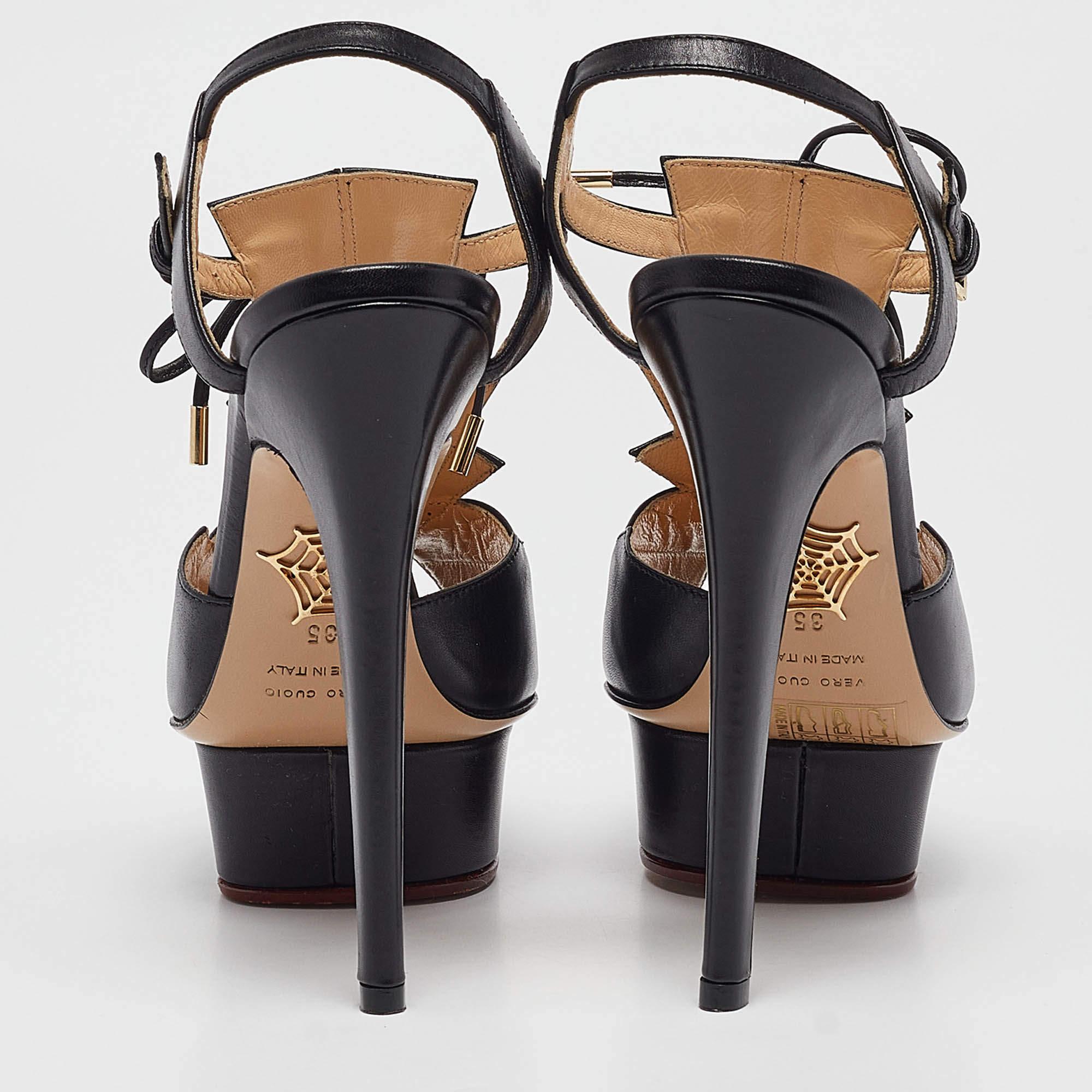 Charlotte Olympia Black Leather Ankle Strap Sandals Size 35 1