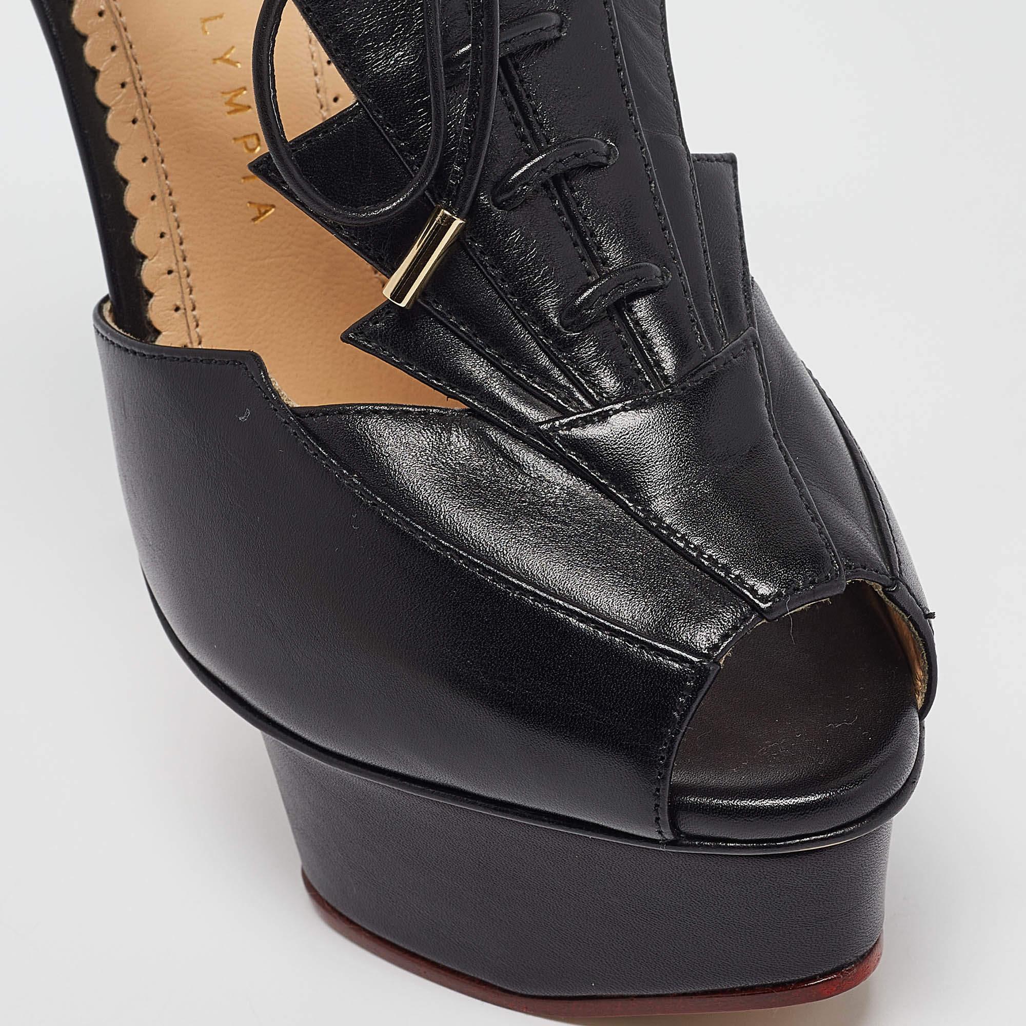 Charlotte Olympia Black Leather Ankle Strap Sandals Size 35 3