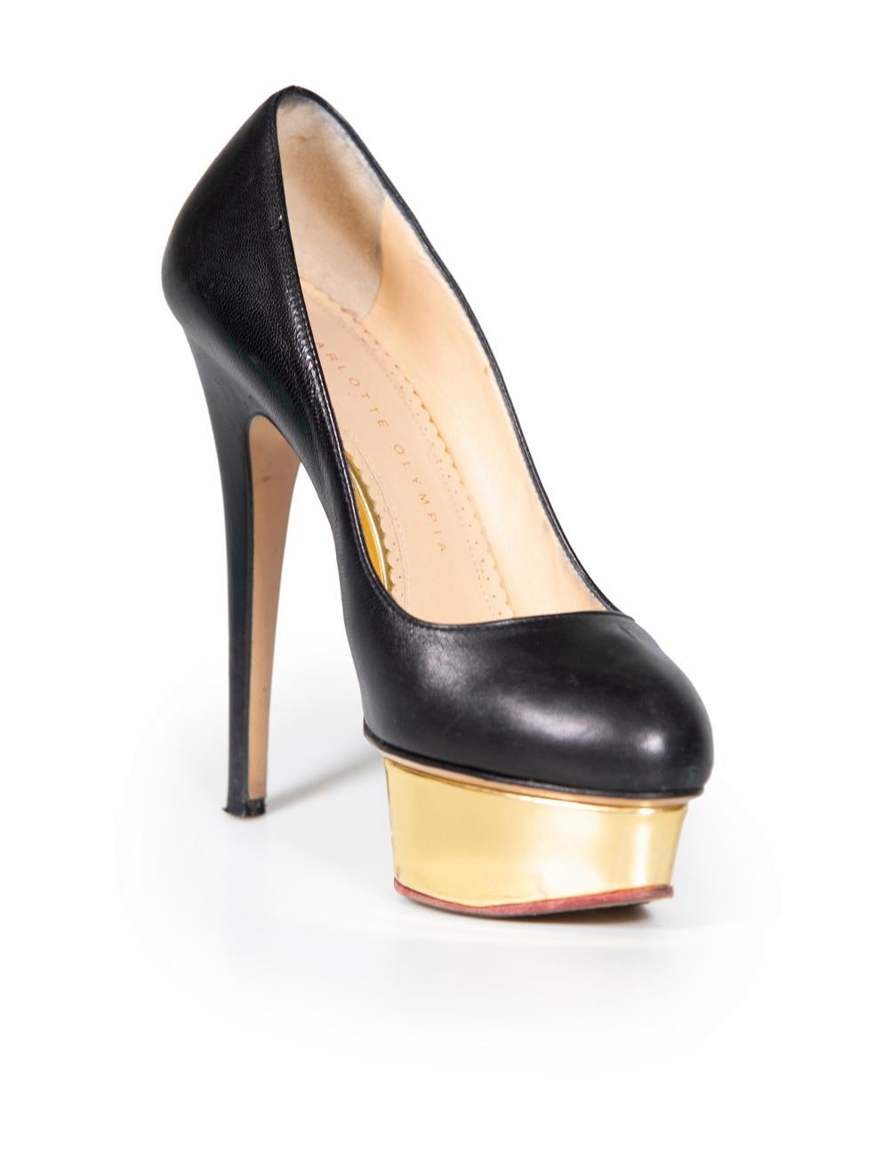 CONDITION is Very good. Minimal wear to heels is evident. light abrasion to the platforms and outer toe area, with some discolouration/dye transfer at the inside heel on this used Charlotte Olympia designer resale item.
 
 
 
 Details
 
 
 Model: