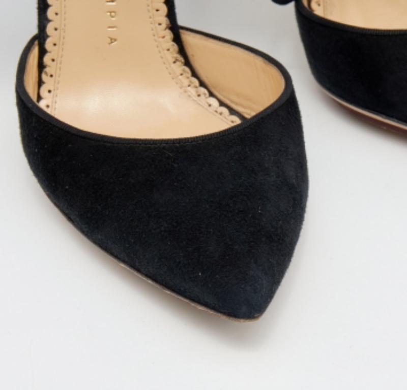 Charlotte Olympia Black Ostrich Feather and Suede Sandals Size 36 For Sale 1