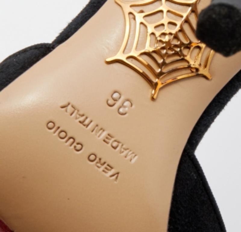 Charlotte Olympia Black Ostrich Feather and Suede Sandals Size 36 For Sale 4