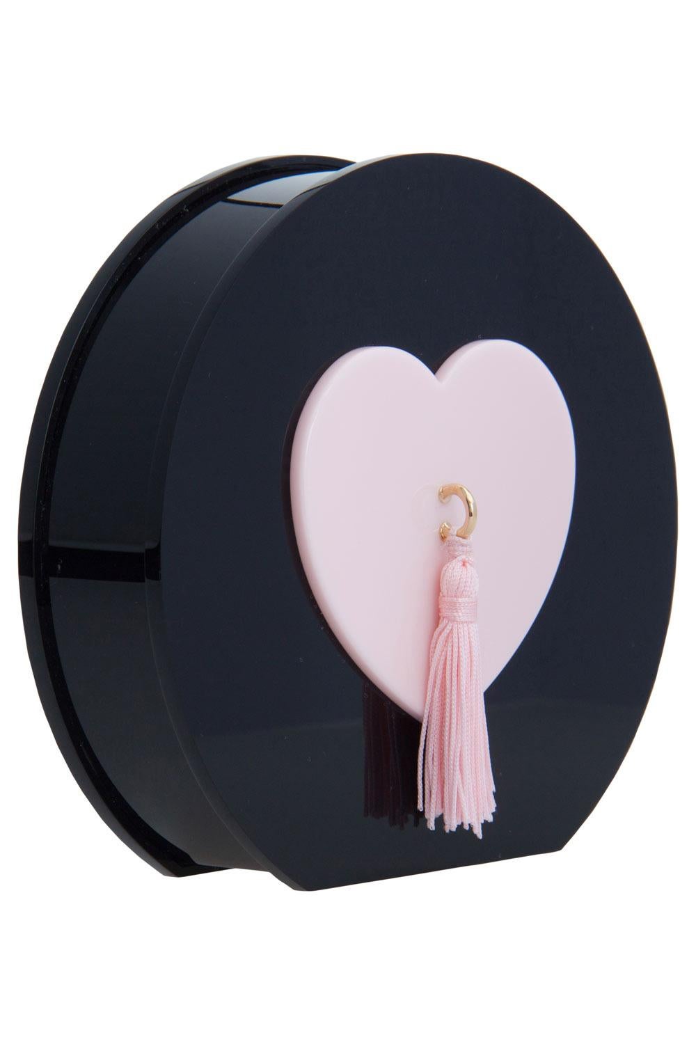 Charlotte Olympia Black/Pink Perspex Such a Tease Tassel Clutch 1