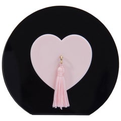 Charlotte Olympia Black/Pink Perspex Such a Tease Tassel Clutch