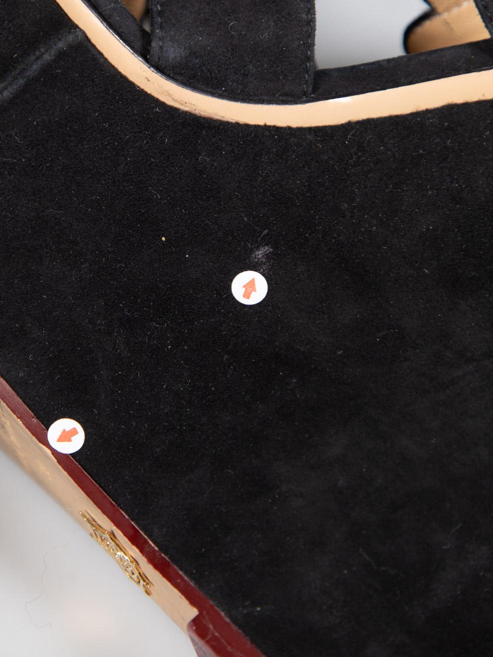 Charlotte Olympia Sandali in pelle scamosciata con piattaforma nera misura IT 39 in vendita 3